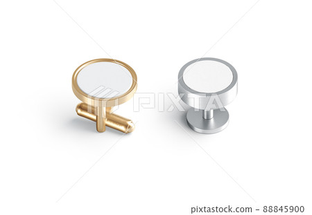 Blank round gold, silver cufflinks stud and toggle mockup, isolated Blank round gold, silver cufflinks stud and toggle mockup, isolated 88845900