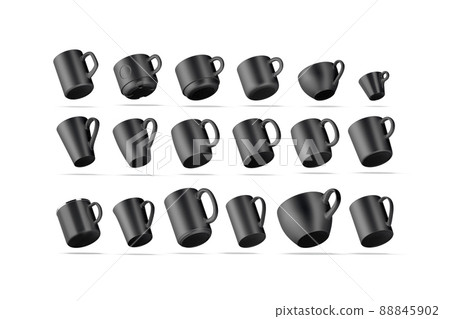 Blank black ceramic mug mock up, different types, no gravity 88845902