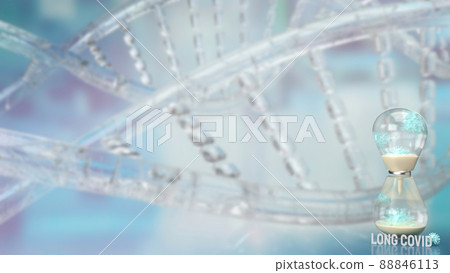 The virus and sand clock on sci background for long covid concept 3d rendering The virus and sand clock on sci background for long covid concept 3d rendering 88846113