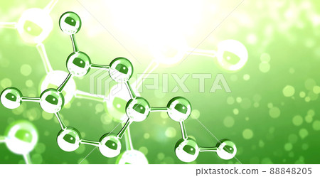 Horizontal banner with models of abstract molecular structure. Science or education background with atom model 88848205