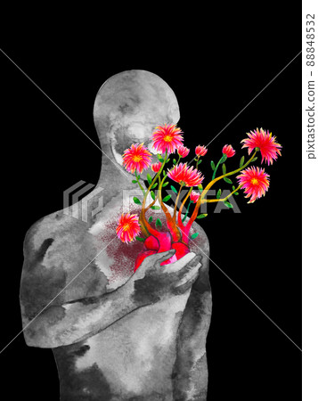 love heart mind mental kindness human art abstract spiritual health watercolor painting illustration design 88848532