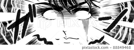 70's shojo manga male hero black and white illustration that becomes white eyes with a pinch 88849468