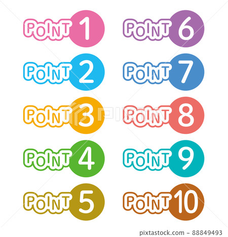 1-10 POINT Pop and colorful number icon set 88849493