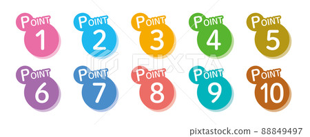 1-10 POINT Pop and colorful number icon set 1-10 POINT Pop and colorful number icon set 88849497