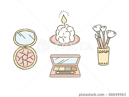 Beauty line drawing cosmetics and candle illustrations Beauty line drawing cosmetics and candle illustrations 88849563