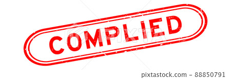 Grunge red complied word rubber seal stamp on white background 88850791