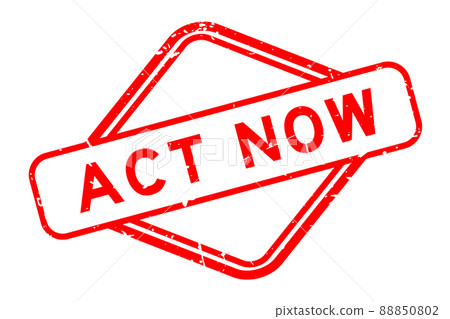 Grunge red act now word rubber seal stamp on white background Grunge red act now word rubber seal stamp on white background 88850802