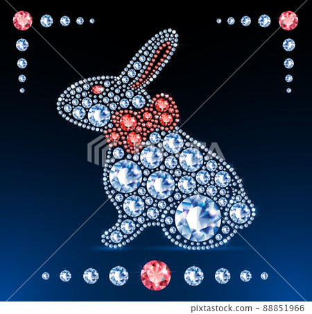 Easter Bunny with Red Diamond Bow Vector Easter Bunny with Red Diamond Bow Vector 88851966