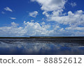 The blue sky with clouds reflecting with water  windbreak of mangrove forest Eastern of Thailand 88852612