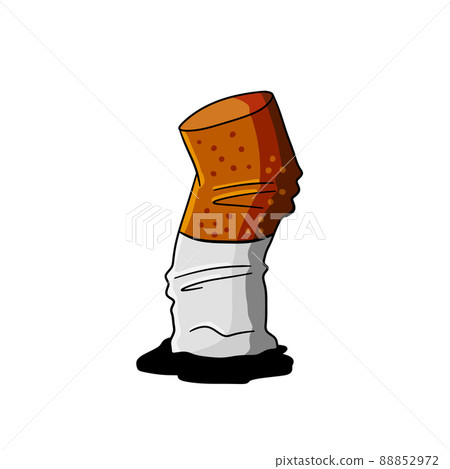 Cartoon cigarette butt on white background 88852972