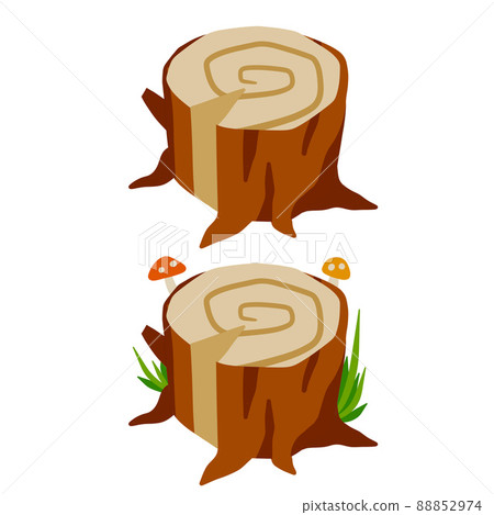 Wood stump, flat vector illustration isolated 88852974