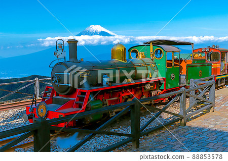 Image of Romney Railway (oil painting) in the background of Mt. Fuji Image of Romney Railway (oil painting) in the background of Mt. Fuji 88853578