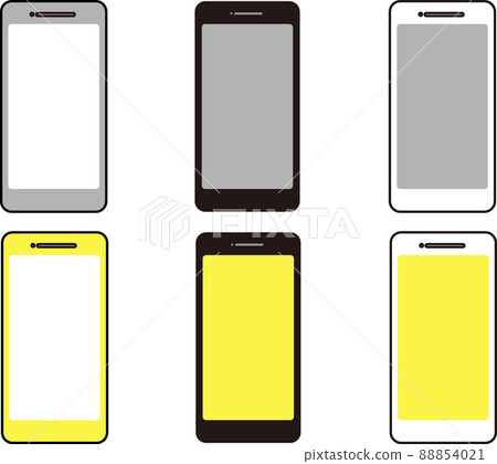 Smartphone yellow white frame gray icon set 88854021