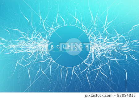 Big genomic data visualization vector illustration. Genome sequence map. Dna test infographic template. 88854813