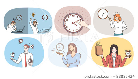 Set of diverse people relationship with time  88855424