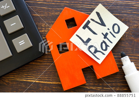 Loan-to-Value LTV Ratio sign on the sticker and model of home. 88855751