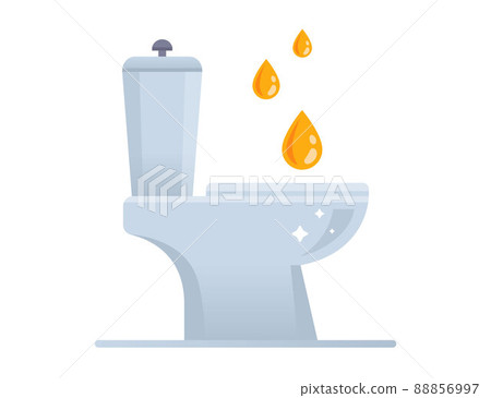 a man pisses into a ceramic white toilet bowl. a drop of urine. 88856997
