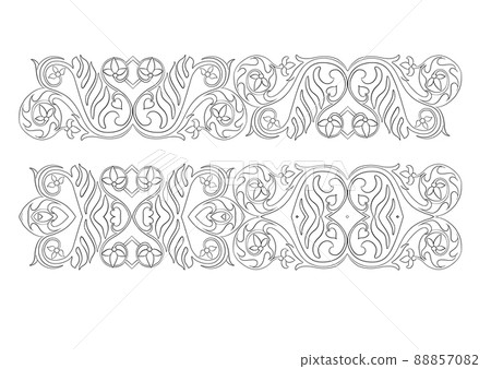 Interlacing abstract ornament in the medieval, romanesque style. Interlacing abstract ornament in the medieval, romanesque style. 88857082