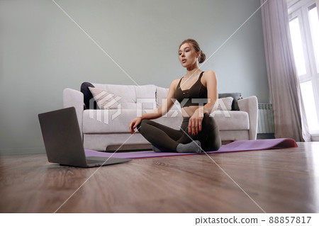 Attractive sports woman doing sport. Girl training Attractive sports woman doing sport. Girl training 88857817