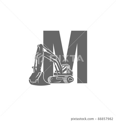 Excavator icon with letter M design illustration 88857982