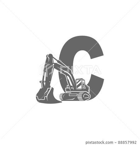 Excavator icon with letter C design illustration Excavator icon with letter C design illustration 88857992