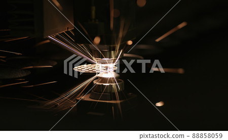 Mechanical cutting of sheet metal on CNC laser cutting machine Mechanical cutting of sheet metal on CNC laser cutting machine 88858059