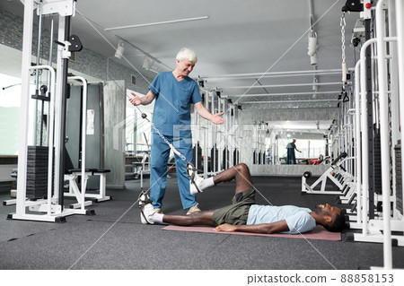 African American Man in Rehabilitation Clinic African American Man in Rehabilitation Clinic 88858153