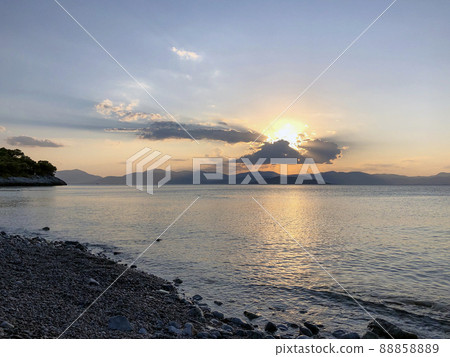 Beautiful sunset at the seaside, Greece 88858889