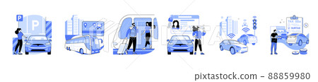 Public transportation vector set. 88859980
