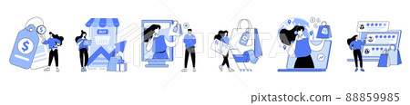 Shopping illustrations set Shopping illustrations set 88859985