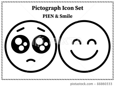 Emoji Emoticon Icon Pien & Smile Monochrome 88860333