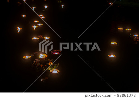 Loy Krathong festival, People made form flowers and candle to light and float on water to celebrate the Loy Krathong festival in Thailand. Loy Krathong festival, People made form flowers and candle to light and float on water to celebrate the Loy Krathong festival in Thailand. 88861378