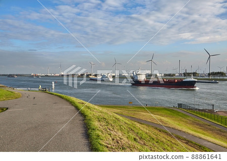 Industrial ship leaving Rotterdam 88861641