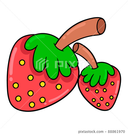 two delicious fresh red strawberries, doodle icon drawing two delicious fresh red strawberries, doodle icon drawing 88861970