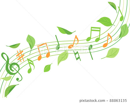 樹葉和音符的自然插圖 88863135
