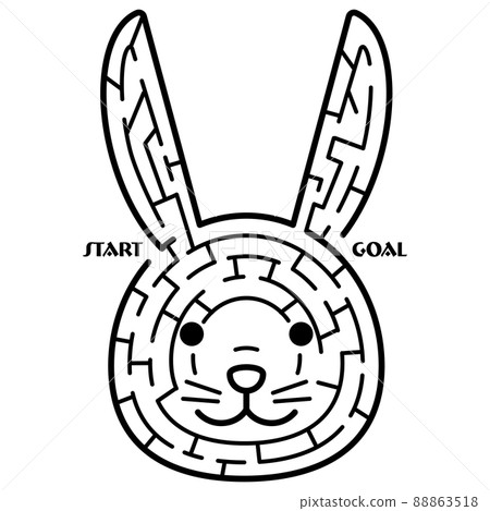 Fashionable and simple rabbit face maze illustration 88863518