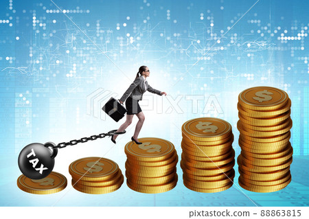 Businesswoman in tax burden concept 88863815