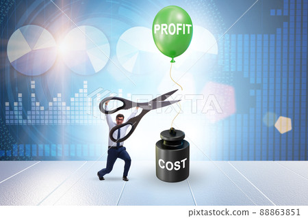 Concept of profit and cost with businessman Concept of profit and cost with businessman 88863851