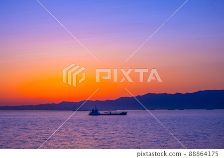 Evening view of Osaka bay 88864175