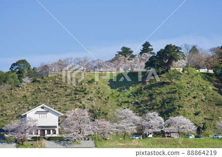 Gassantoda Castle distant view of spring after maintenance 88864219