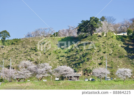 Gassantoda Castle distant view of spring after maintenance Gassantoda Castle distant view of spring after maintenance 88864225