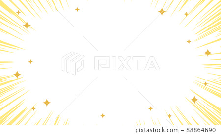 Yellow and white concentrated lines and glitter background frame 88864690