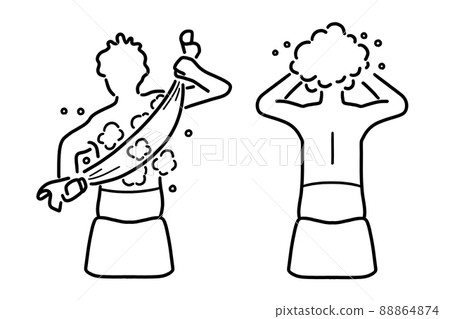 男性在浴池/溫泉/公共浴池中清洗身體 男性在浴池/溫泉/公共浴池中清洗身體 88864874
