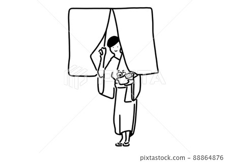 A person who goes through the goodwill after bathing A person who goes through the goodwill after bathing 88864876