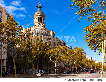 Passeig de Gracia street in Barcelona, Spain 88864882