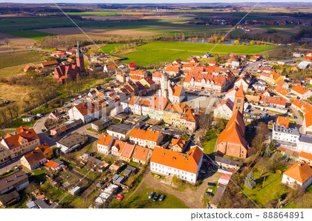 Aerial view on the city Prusice.  88864891