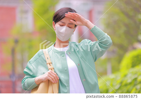 一個戴著口罩上班的女人發燒1 88865875