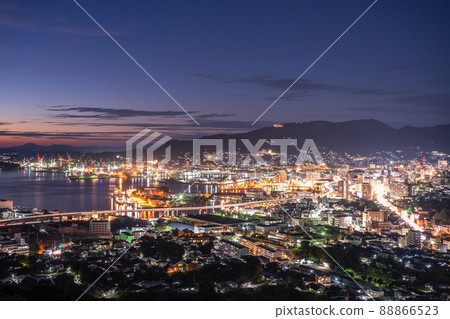 《Nagasaki Prefecture》 Night view of central Sasebo, view of Tenjinyama Park 《Nagasaki Prefecture》 Night view of central Sasebo, view of Tenjinyama Park 88866523