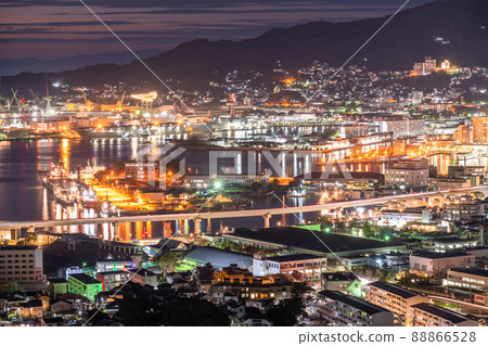 《Nagasaki Prefecture》 Night view of central Sasebo, view of Tenjinyama Park 《Nagasaki Prefecture》 Night view of central Sasebo, view of Tenjinyama Park 88866528