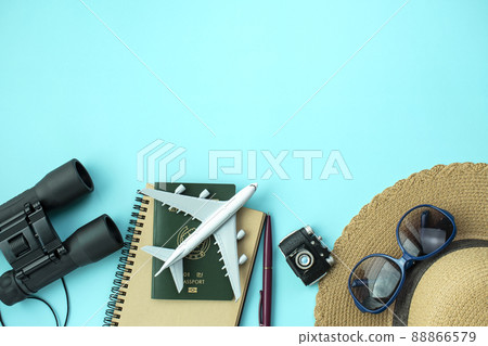 Passport, airplane and travel image 88866579